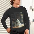 Ghost Library Halloween Book Reading Books Lover Teacher Unisex Long Sleeve T-Shirt, gift for family, gift for coworker