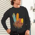 One Thankful Teacher Thanksgiving Turkey Peace Hand Sign Unisex Long Sleeve T-Shirt, gift for family, gift for coworker