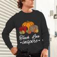 Teach Love Inspire Autumn Fall Plaid Leopard Pumpkin Teacher For Men Women Kids Unisex Long Sleeve T-Shirt, gift for family, gift for coworker