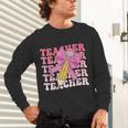 Teacher Pencil Back To School Groovy Pink Teacher First Day Unisex Long Sleeve T-Shirt, gift for family, gift for coworker Teacher Pencil Back To School Groovy Pink Teacher First Day Unisex Long Sleeve T-Shirt, gift for family, gift for coworker