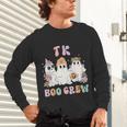 TK Boo Crew Retro Groovy Halloween Floral Ghost TK Teacher Unisex Long Sleeve T-Shirt, gift for family, gift for coworker