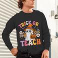 Trick Or Teach Cute Ghost Coffee Pumpkins Halloween Teacher Unisex Long Sleeve T-Shirt, gift for family, gift for coworker
