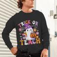 Trick Or Teach Groovy Teacher Ghost Halloween Teacher Unisex Long Sleeve T-Shirt, gift for family, gift for coworker