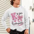 K Is For Kindergarten Teacher Coquette Bow Back To School Unisex Long Sleeve T-Shirt, gift for family, gift for coworker K Is For Kindergarten Teacher Coquette Bow Back To School Unisex Long Sleeve T-Shirt, gift for family, gift for coworker