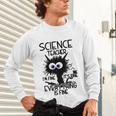 Science Teacher Appreciation Merch -Adults -Youth Grey Classic Fit Modern Science Theme Cartoon Unisex Long Sleeve T-Shirt, gift for family, gift for coworker
