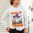 Trick Or Teach Teacher Halloween Ghost Pencil Floral Unisex Long Sleeve T-Shirt, gift for family, gift for coworker Trick Or Teach Teacher Halloween Ghost Pencil Floral Unisex Long Sleeve T-Shirt, gift for family, gift for coworker