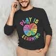 Apple Retro Play Is Learning Kindergarten Teacher Daycare Unisex Long Sleeve T-Shirt, funny gift