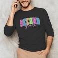 Back To School Neon Checkered Second Grade Colorful Teacher Unisex Long Sleeve T-Shirt, funny gift