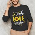 Back To School Teach Love And Inspire Teacher Sunflower Unisex Long Sleeve T-Shirt, funny gift