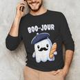 Boo Jour Ghost French Teacher Vintage Teacherlife Groovy Unisex Long Sleeve T-Shirt, funny gift