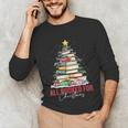All Booked For Christmas Xmas Tree Teacher Holiday Pajamas Unisex Long Sleeve T-Shirt, funny gift All Booked For Christmas Xmas Tree Teacher Holiday Pajamas Unisex Long Sleeve T-Shirt, funny gift