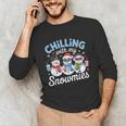 Chillin With My Snowmie Women Christmas Snowman Teacher Snow Unisex Long Sleeve T-Shirt, funny gift