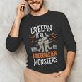 Creepin It Real Kindergarten Monsters Halloween Teacher Unisex Long Sleeve T-Shirt, funny gift