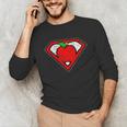 Cute Distressed Super Teacher Superhero Apple Shirt Unisex Long Sleeve T-Shirt, funny gift