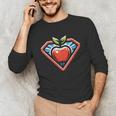 Cute Distressed Super Teacher Superhero Apple Unisex Long Sleeve T-Shirt, funny gift Cute Distressed Super Teacher Superhero Apple Unisex Long Sleeve T-Shirt, funny gift