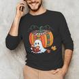 Fall Book Pumpkin Ghost Reading Books Halloween Teacher Unisex Long Sleeve T-Shirt, funny gift Fall Book Pumpkin Ghost Reading Books Halloween Teacher Unisex Long Sleeve T-Shirt, funny gift