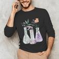 Flowers Test Tube Chemistry Student Science Teacher Women Unisex Long Sleeve T-Shirt, funny gift