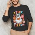 Groovy Halloween Trick Or Teach Retro Floral Ghost Teacher For Men Women Kids Unisex Long Sleeve T-Shirt, funny gift Groovy Halloween Trick Or Teach Retro Floral Ghost Teacher For Men Women Kids Unisex Long Sleeve T-Shirt, funny gift
