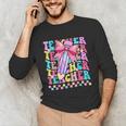 Groovy Teacher Cute Coquette Bow Flower Retro Back To School Unisex Long Sleeve T-Shirt, funny gift