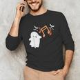 Halloween Music Note Ghost Teacher Fall Musical Instrument Unisex Long Sleeve T-Shirt, funny gift