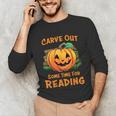 Halloween Teacher Librarian Pumpkin Reading Books Men Women Kids Unisex Long Sleeve T-Shirt, funny gift