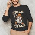 Halloween Teacher Shirts Women School Trick Or Teach Groovy Unisex Long Sleeve T-Shirt, funny gift Halloween Teacher Shirts Women School Trick Or Teach Groovy Unisex Long Sleeve T-Shirt, funny gift