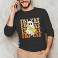 Happy Fri-Yay Friday Lovers Groovy Teacher Life Halloween Unisex Long Sleeve T-Shirt, funny gift