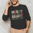 Retro Merry Teacher Bright Students Christmas Teacher Unisex Long Sleeve T-Shirt, funny gift Retro Merry Teacher Bright Students Christmas Teacher Unisex Long Sleeve T-Shirt, funny gift