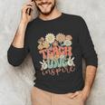 Teach Love Inspire Retro Groovy Daisy Back To School Teacher For Men Women Kids Unisex Long Sleeve T-Shirt, funny gift