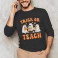 Teacher Halloween Trick Or Teach Retro Groovy Floral Ghost Unisex Long Sleeve T-Shirt, funny gift Teacher Halloween Trick Or Teach Retro Groovy Floral Ghost Unisex Long Sleeve T-Shirt, funny gift