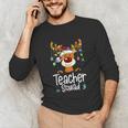 Teacher Squad Red Plaid Rudolph Reindeer Christmas Unisex Long Sleeve T-Shirt, funny gift
