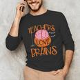 Teachers Love Brains Halloween T-Shirt For Men Women Unisex Long Sleeve T-Shirt, funny gift