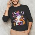 Trick Or Teach Groovy Teacher Ghost Halloween Teacher Unisex Long Sleeve T-Shirt, funny gift