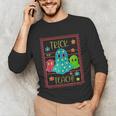 Trick Or Teach Neon Ghost Flower Teacher Spooky Halloween Unisex Long Sleeve T-Shirt, funny gift