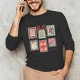 Vintage Preppy Very Merry Teacher Santa Stamps Christmas Unisex Long Sleeve T-Shirt, funny gift