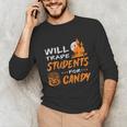 Will Trade Students For Candy Halloween Costume Teacher Unisex Long Sleeve T-Shirt, funny gift