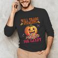 Will Trade Students For Candy Teacher Cute Halloween Pumpkin Unisex Long Sleeve T-Shirt, funny gift