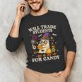 Will Trade Students For Candy Teacher Ghost Halloween Unisex Long Sleeve T-Shirt, funny gift Will Trade Students For Candy Teacher Ghost Halloween Unisex Long Sleeve T-Shirt, funny gift
