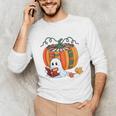 Fall Book Pumpkin Books Ghost Reading Halloween Teacher Unisex Long Sleeve T-Shirt, funny gift