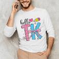 Hello TK Transitional Kindergarten Back To School Teacher Unisex Long Sleeve T-Shirt, funny gift Hello TK Transitional Kindergarten Back To School Teacher Unisex Long Sleeve T-Shirt, funny gift