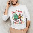 One Merry Teacher Groovy Christmas Tree Pjs Xmas Teacher Unisex Long Sleeve T-Shirt, funny gift