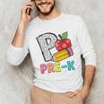 P Is For Pre-K Teacher Pencil Apple Back To School Unisex Long Sleeve T-Shirt, funny gift P Is For Pre-K Teacher Pencil Apple Back To School Unisex Long Sleeve T-Shirt, funny gift