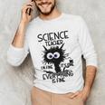 Science Teacher Appreciation Merch -Adults -Youth Grey Classic Fit Modern Science Theme Cartoon Unisex Long Sleeve T-Shirt, funny gift