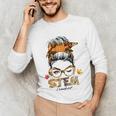 STEM Teacher Messy Bun Fall Vibes Autumn Thanksgiving Men Women Unisex Long Sleeve T-Shirt, funny gift STEM Teacher Messy Bun Fall Vibes Autumn Thanksgiving Men Women Unisex Long Sleeve T-Shirt, funny gift