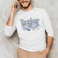 Teacher Blue Chinoiserie Coquette Bow Heart Teacher Life Unisex Long Sleeve T-Shirt, funny gift
