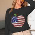 American Flag Teachers Students Apple 4th Of July Vintage Unisex Long Sleeve T-Shirt, funny design American Flag Teachers Students Apple 4th Of July Vintage Unisex Long Sleeve T-Shirt, funny design