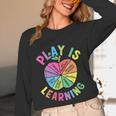 Apple Retro Play Is Learning Kindergarten Teacher Daycare Unisex Long Sleeve T-Shirt, funny design