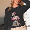 Book Lover Cute Flamingo Reading Teacher Librarian Women Unisex Long Sleeve T-Shirt, funny design