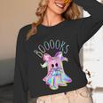 Cute Ghost Book Reading Halloween Teacher Top Girls Women Unisex Long Sleeve T-Shirt, funny design