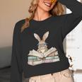 Cute Reading Bunny Glasses Books Bookworm Reader Teacher Unisex Long Sleeve T-Shirt, funny design